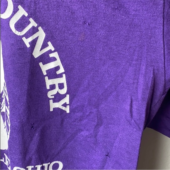 Vintage Mohican County T-shirt ringer raglan stripe 70s 80s Native purple white - Picture 4 of 7
